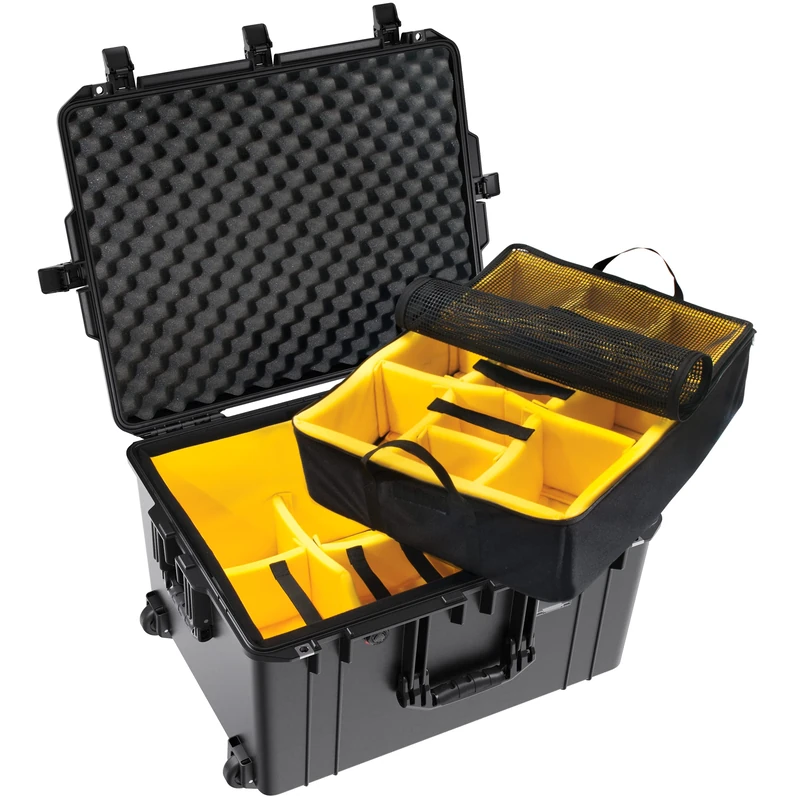 Peli 1637 Air Lightweight Protective Trolley for Camera and Drone Equipment, Watertight and Dustproof, 89L Capacity, with Padded Dividers, Colour: Black