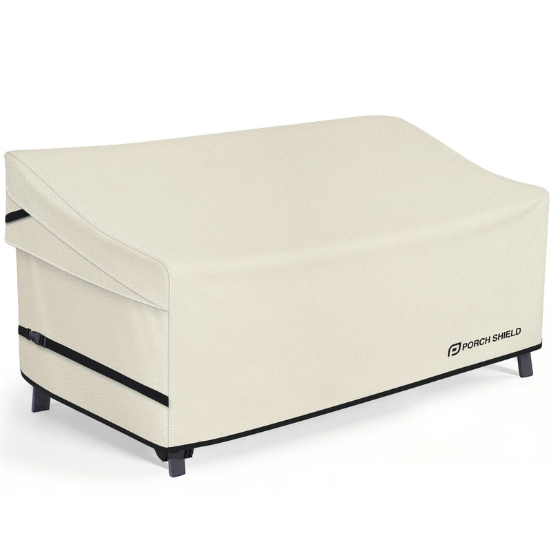Porch Shield Waterproof Outdoor Furniture Sofa Cover – Patio 3-Seater Couch Cover 77W x 35D x 35H inch, Beige