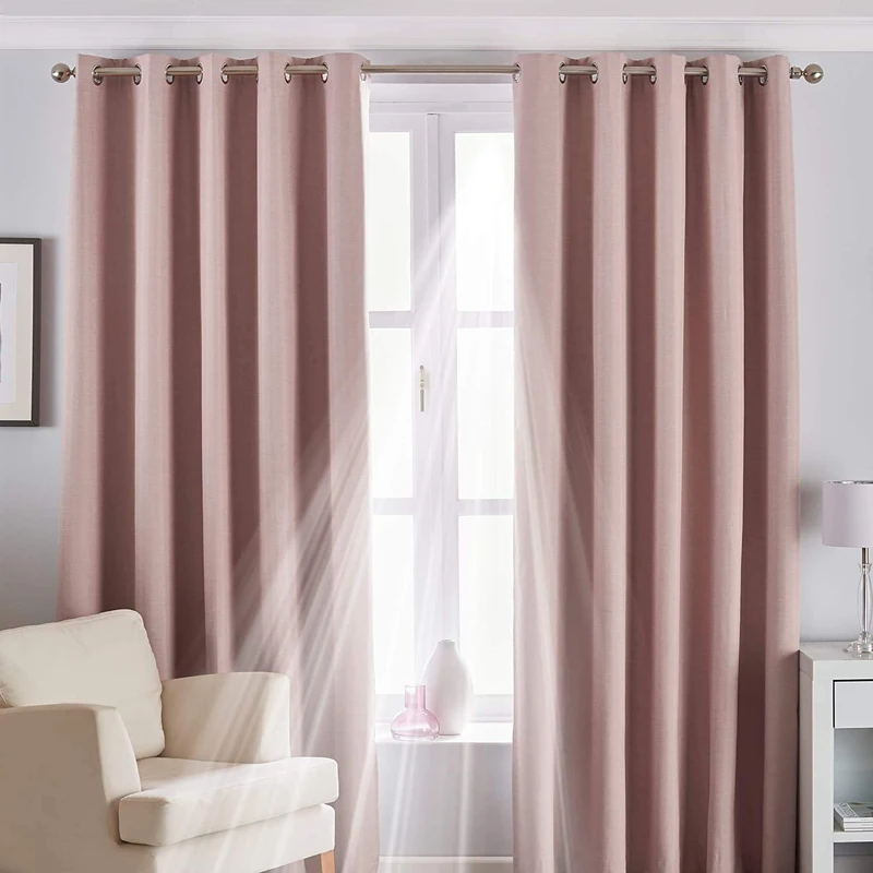 Riva Home Twilight Eyelet Curtains, Blush, 229 x 137cm - Image 1