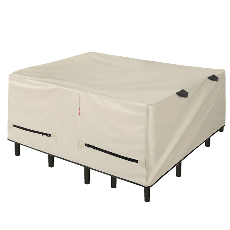 Porch Shield Patio Table Cover - Waterproof Outdoor Dining Table and Chairs Furniture Set Cover Square - 84 x 84 inch, Beige