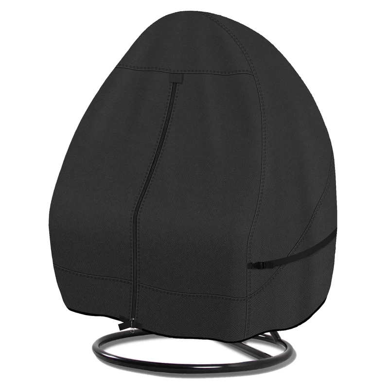 Porch Shield Patio Hanging Egg Chair Cover - Waterproof Outdoor Double Seat Wicker Swing Egg Chair with Stand Protector, Black