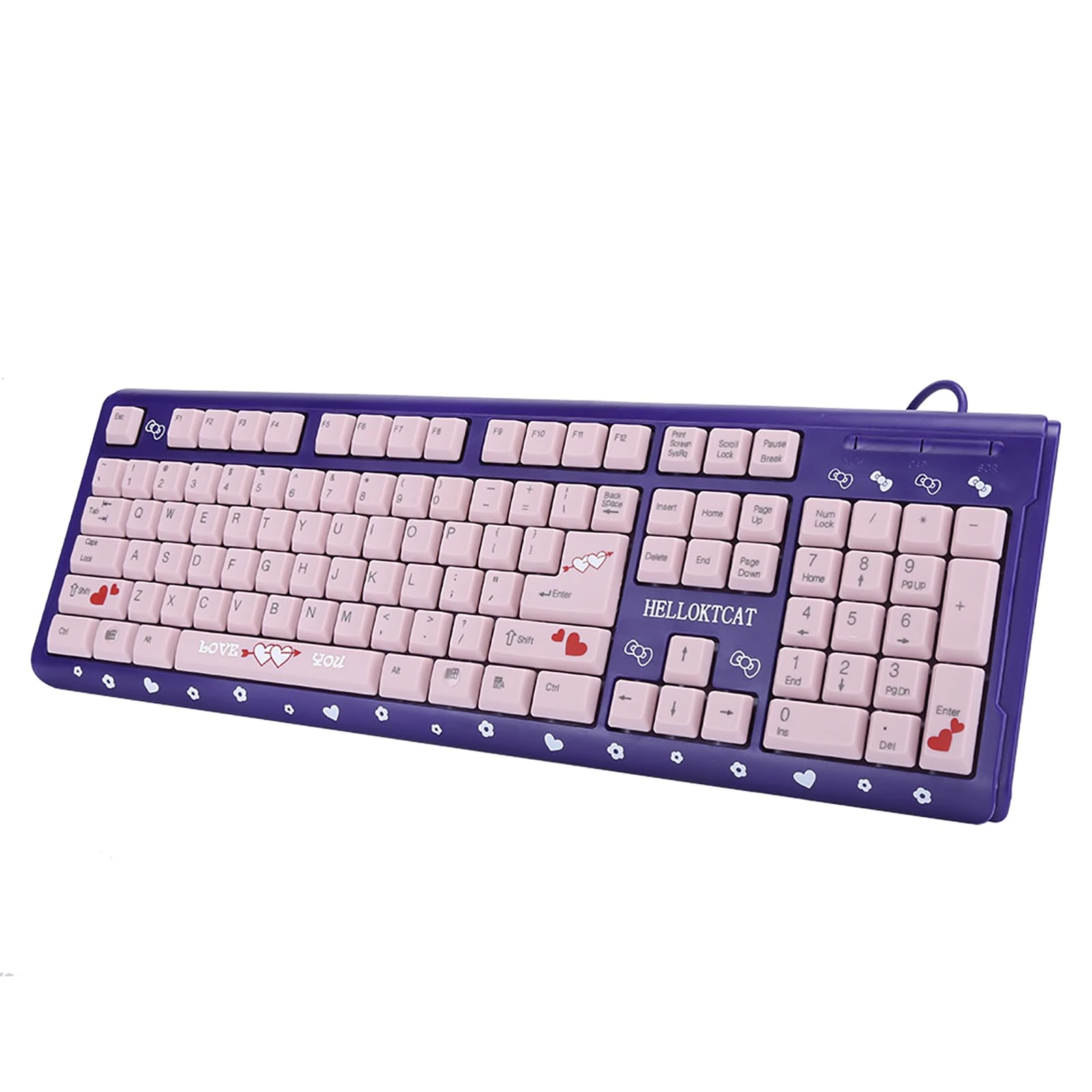 T osuny Wired Ultra‑Thin Keyboard, USB Cute Cartoon Keyboard, plug and play, Pink/Black/Purple Keyboard, Ergonomic Keyboard,Waterproof Keyboard for PC Laptop Desktop Computer (Purple)