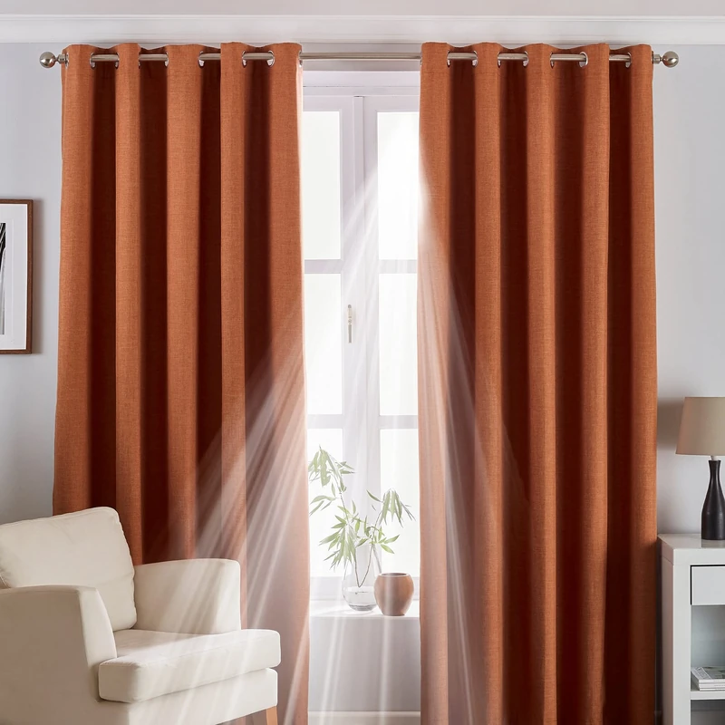 Riva Home Twilight Eyelet Curtains, Orange, 168 x 137cm
