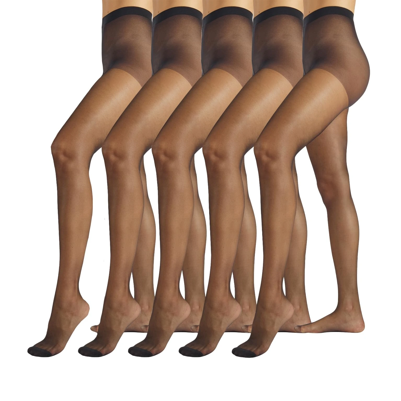 PIKY PACK 5 PAIRS Women's Tights, Sheer Pantyhose, Shiny Nylons Stockings 15 DEN | Natural, Black | S, M, L, XL | Made in Italy (UK, Alpha, S, Regular, Regular, Black)