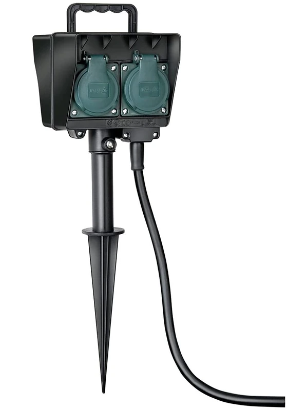 Brennenstuhl garden socket/outdoor socket 4 times with ground spike (weather-resistant plastic, outdoor socket with waterproof housing, cable 10m) black