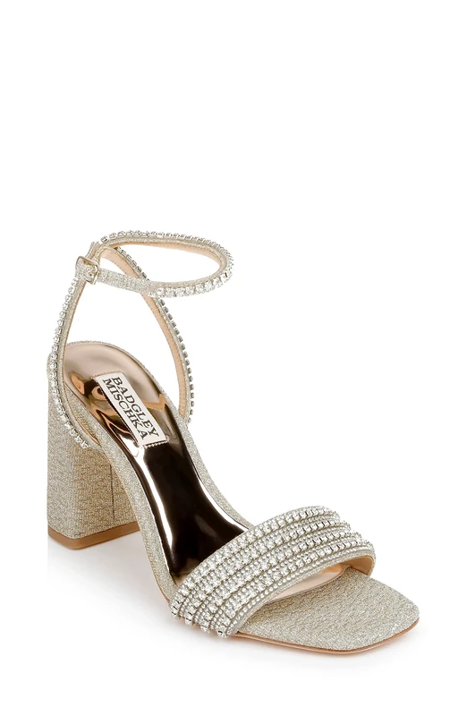 Badgley Mischka Becca Heeled Sandal - Platino Textile, 7.5 UK