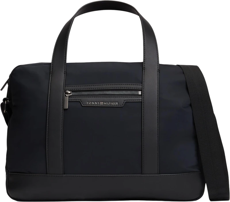 Tommy Hilfiger Men Th Nylon Computer Bag AM0AM14855 Messenger, BLACK (Black), One Size - Image 1
