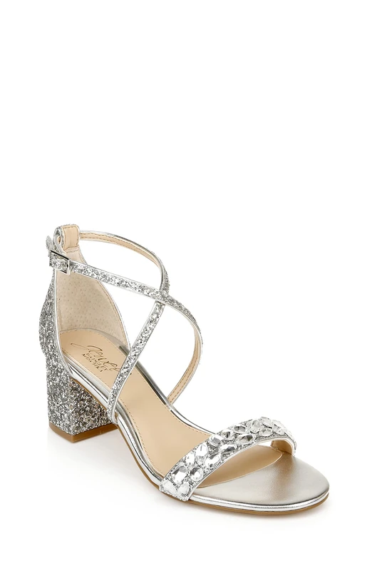 Jewel Badgley Mischka Women's Claudia Heeled Sandal, Silver Glitter, 7 UK
