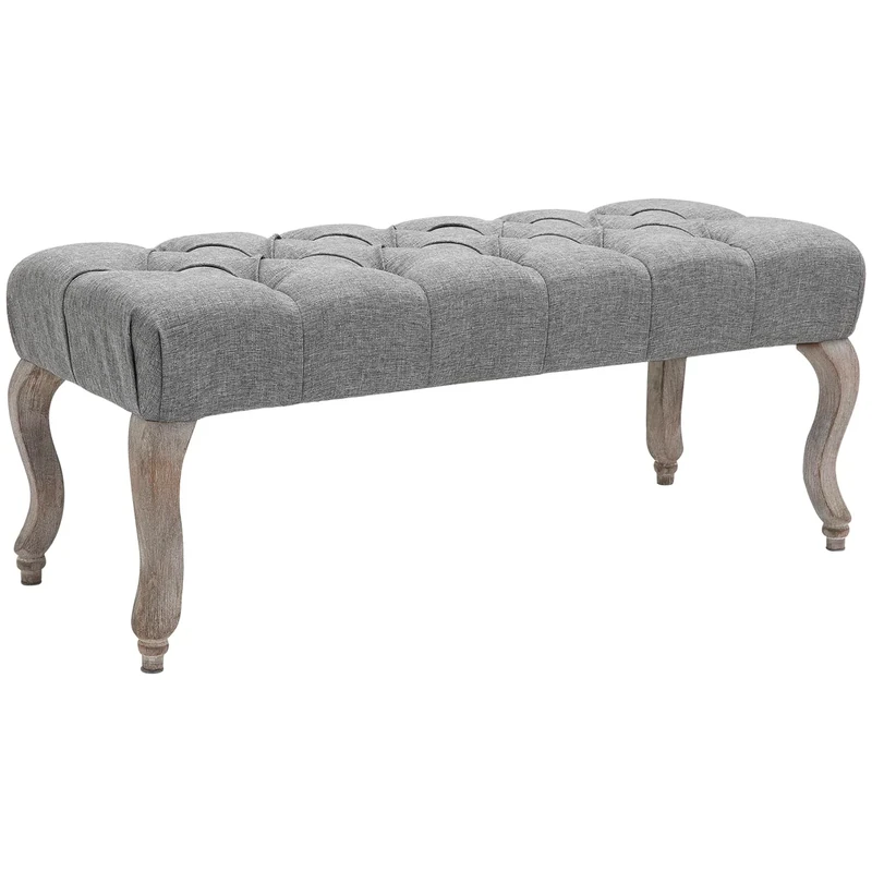 HOMCOM Tufted Upholstered Accent Bench Window Seat Bed End Stool Fabric Ottoman for Living Room, Bedroom, Hallway