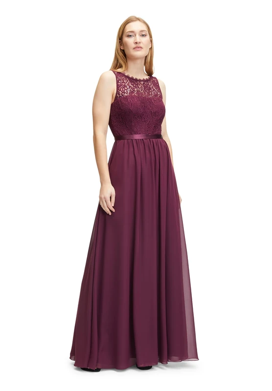 Vera Mont Women's Lace Evening Dress, Shiny Bordeaux, 12