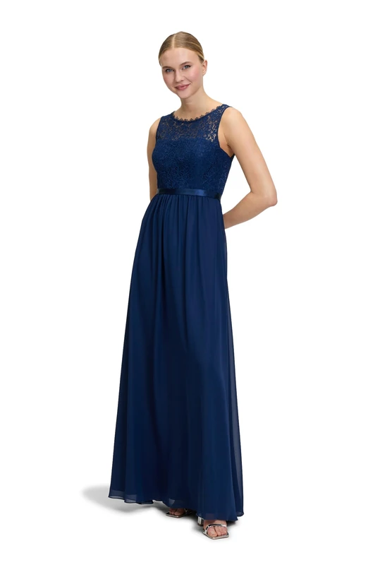 Vera Mont Women's Long Sleeveless Dress, Blue, 6