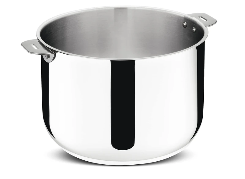 Lagostina Salvaspazio 18/10 Stainless Steel Cooking Pot Diameter 24 cm, Induction Saucepan, Gas and Oven Up to 250 °C, Stackable and Easy to Store, 3-Layer Lagotherm Bottom with Rivet Bases