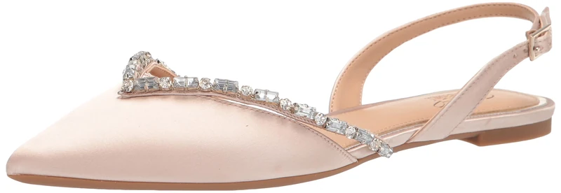 Jewel Badgley Mischka Women's Camden Ballet Flat, Champagne Satin, 7 UK