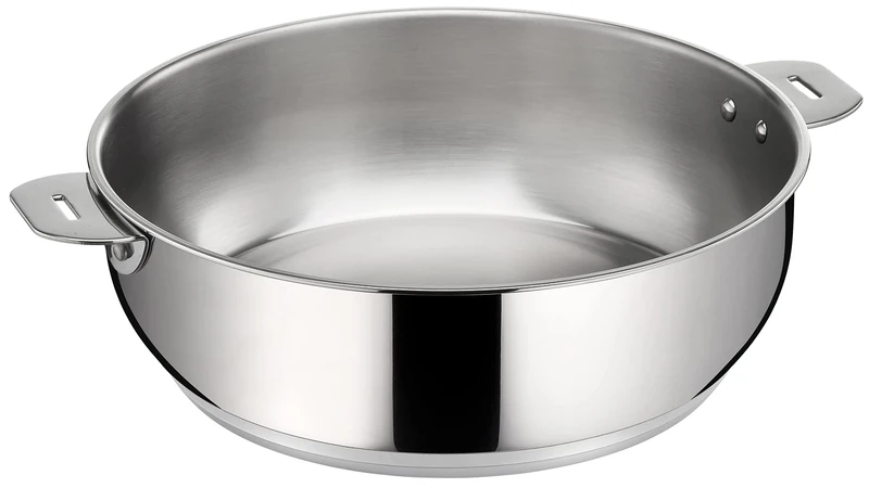 Lagostina Salvaspazio 012132031724 Sauté Pan 24 cm High Quality 18/10 Stainless Steel, Stackable, All Heat Sources Including Induction and Oven, Easy Storage, Made in Italy
