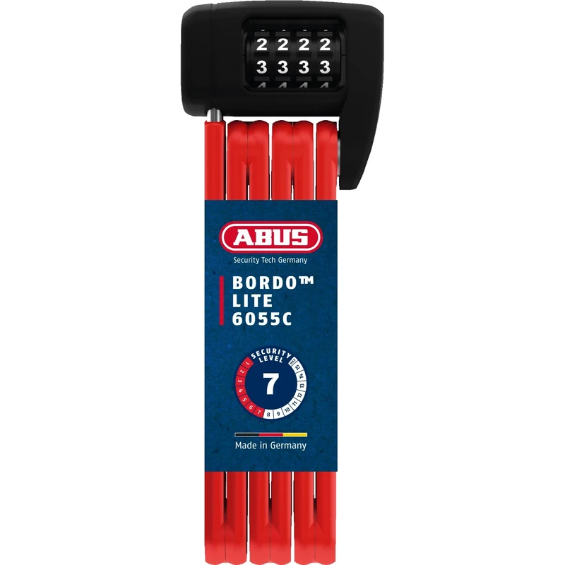 ABUS Bordo Lite 6055C SH Folding Lock - with Bracket and Combination Code - Extra-Light Combination Lock Made of Special Steel - Security Level 7