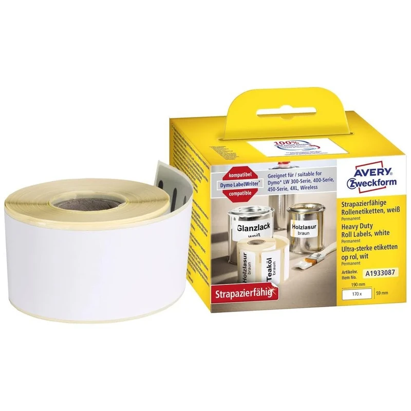 Avery Zweckform A1933087 Roll Labels Heavy Duty Labels 59 x 190 mm 1 Roll / 170 Labels White