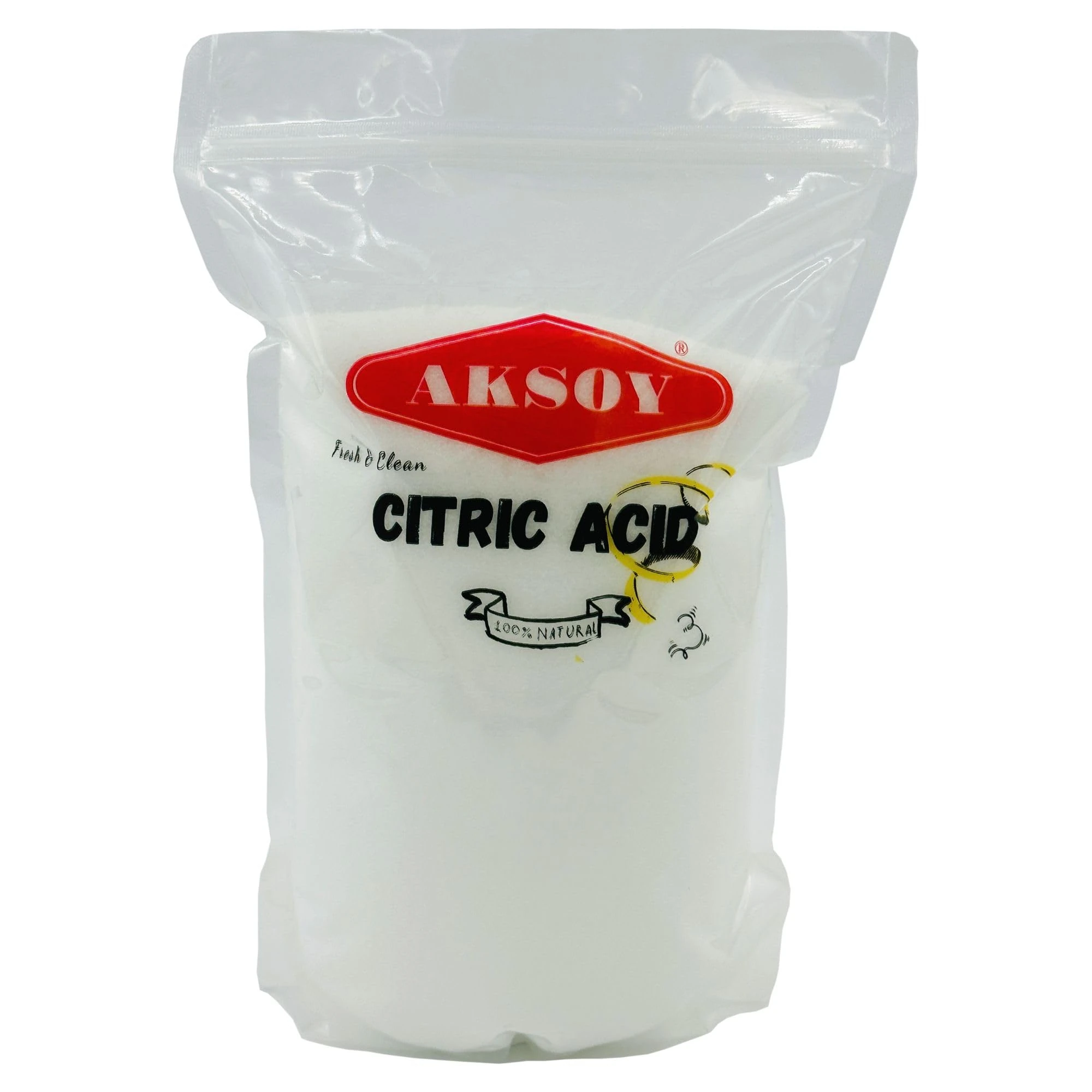Aksoy Citric Acid Food Grade 2KG || Non-GMO, Anhydrous, Make Your Own BathBomb, No Additives, Sour Drinks, Household Cleaning with Citric Acid Powder (Packaging may vary)