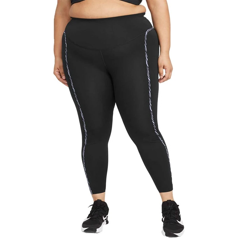 Nike CZ9210-010 W ONE Luxe ICNCLSH TGT Leggings Womens Black/Purple Chalk/(Clear) XS