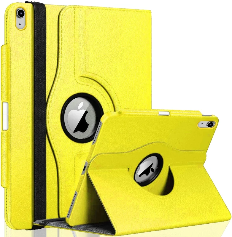 GALTD for iPad A16 Case, 11th Generation 11inch/iPad 10th Generation Case 10.9" (2025-2022) Auto Wake/Sleep Cover with Pencil Holder & Elastic Band, Multi-Angle Stand, 360 Rotating Smart, Yellow