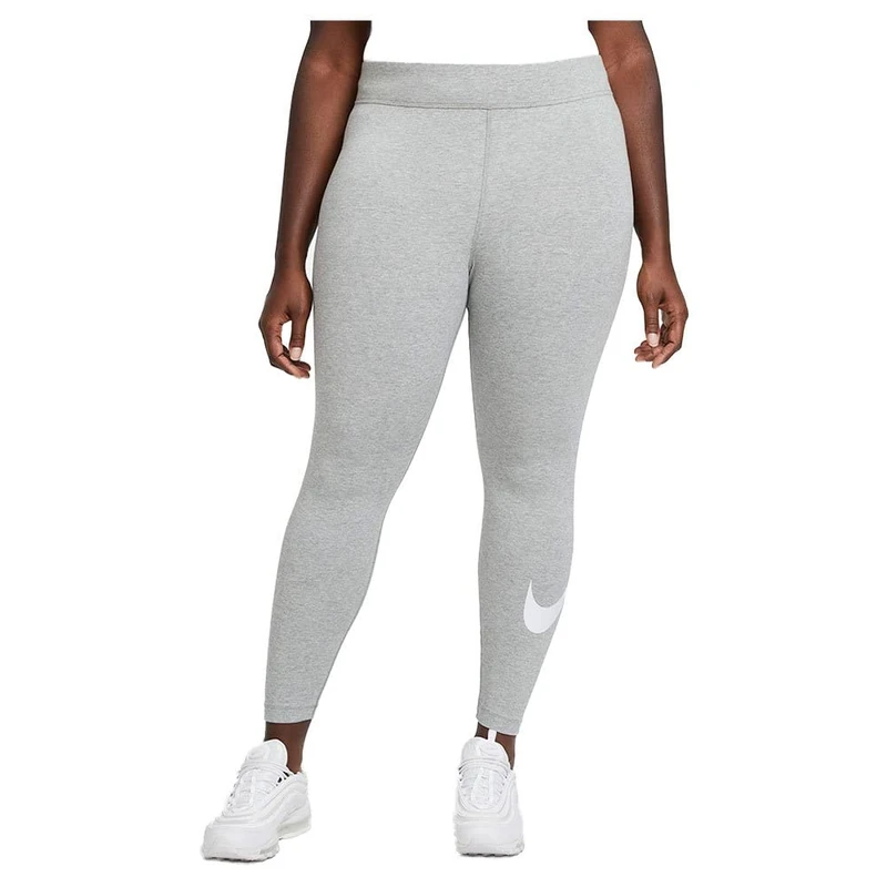 Nike CZ8530-063 W NSW ESSNTL LGGNG Swoosh MR Leggings Womens dk Grey Heather/(White) L-S