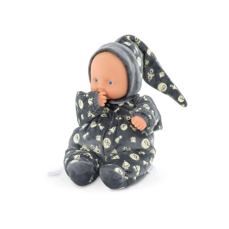 Corolle 9000020120 - Mon Doudou Babipouce Glow in the Dark, Glow in the Dark, Extra Soft Cuddly Doll with Vanilla Fragrance, Washable, 28 cm, Keeps Thumb in Mouth