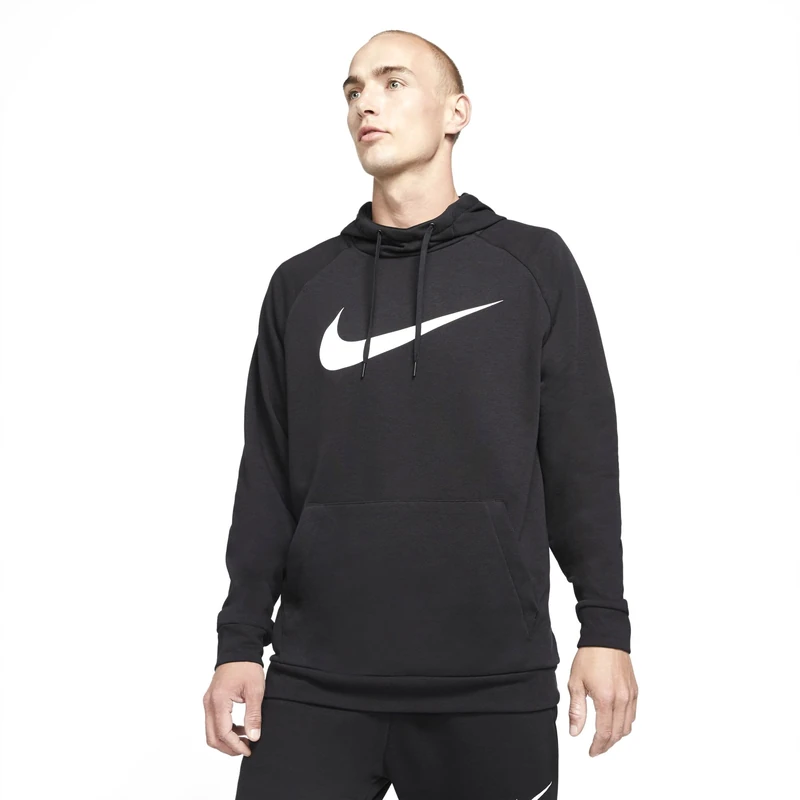 NIKE Men's M Nk Df Hdie Po Swsh Sweatshirt, Black/(White), L UK