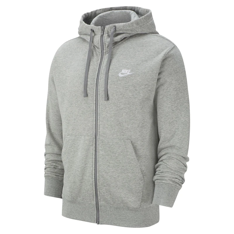 Nike BV2648-063 M NSW CLUB HOODIE FZ FT Sweat mens dk grey heather/matte silver/(white) 4XL