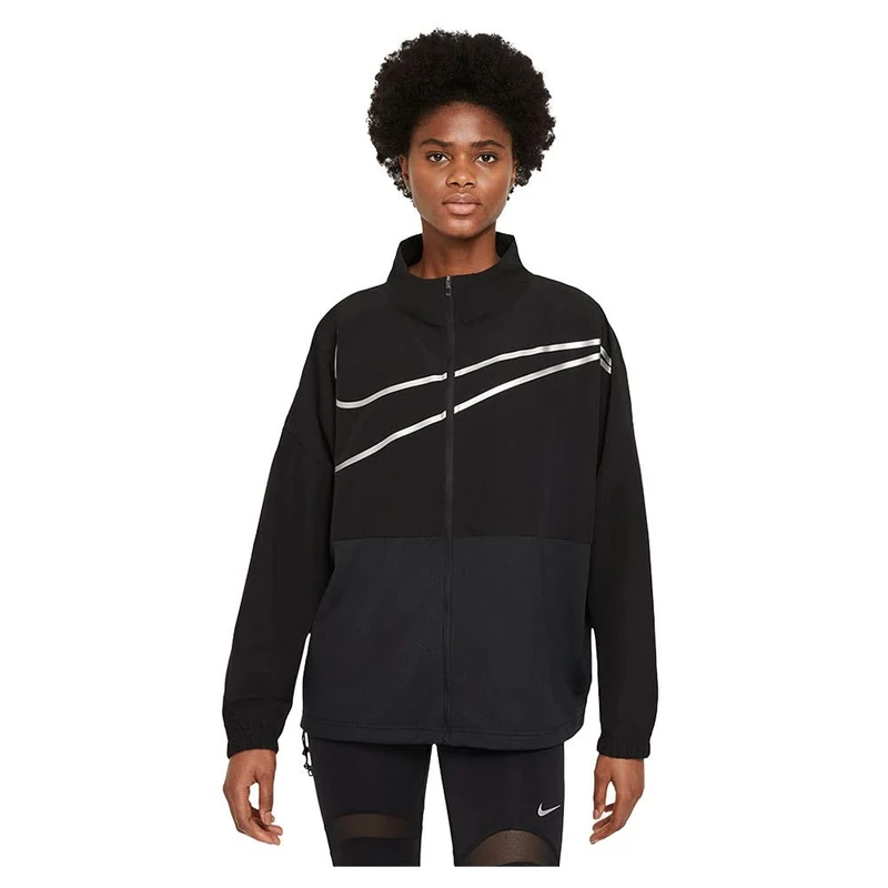 Nike DA0497-010 W NP CLN FZ HD TOP WOVEN GRX Sweat womens black/(metallic silver) S
