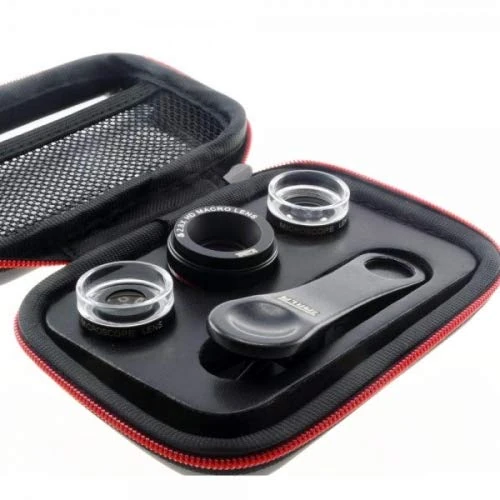 System-S Macro Lens Set of 3 with Clip and Protective Case in Black for Smartphone - Image 1