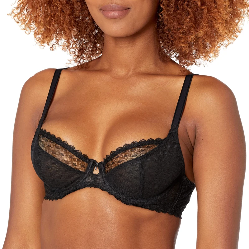 Freya Women's Signature Underwire Plunge Bra, Sheer, Black, 32F