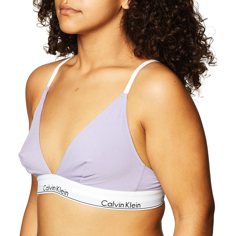 Calvin Klein Women's Modern Cotton Unlined Triangle Bralette, Palma Lilac, XS