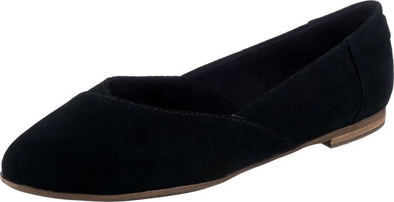 TOMS Women's Jutti Neat Ballet Flat, Suede Black, 7.5 UK