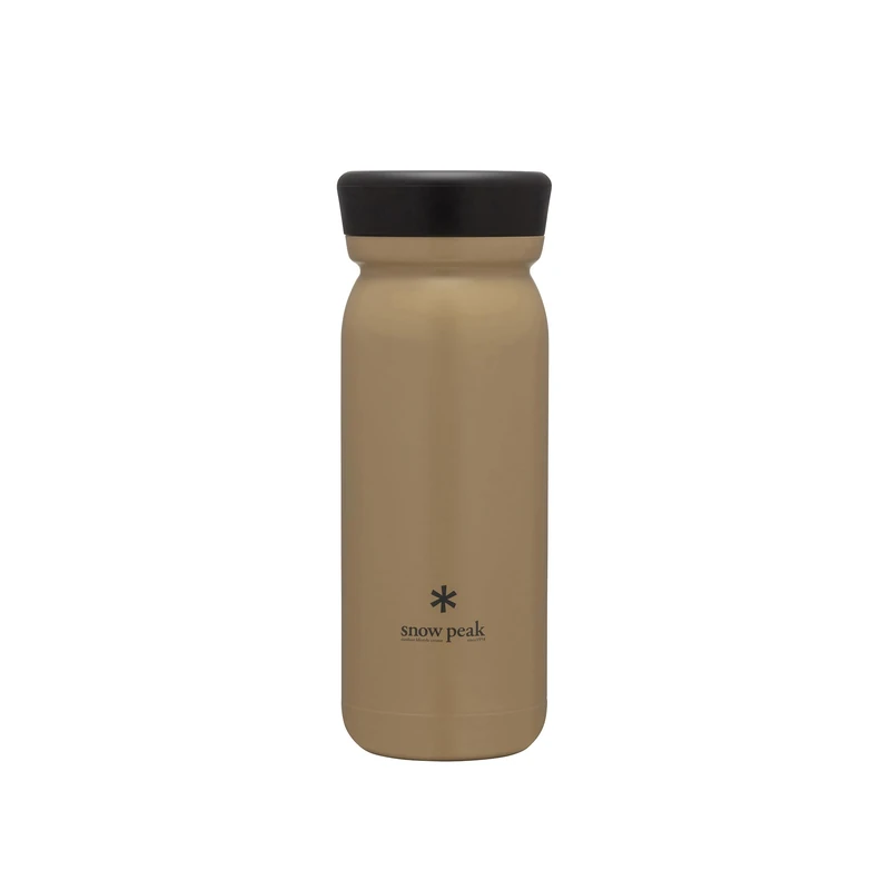 Snow Peak Milk Bottle 500, Sand, Lightweight Vacuum Insulated Bottle for Home, Camping & Outdoors