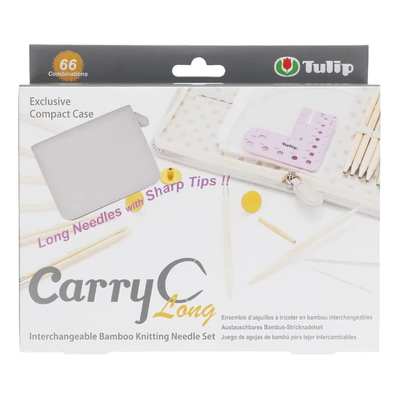 Tulip CarryC Long Interchangeable Bamboo Knitting Needle tip – Grey/Brown/Beige – Single tip