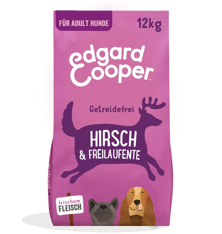 Edgard & Cooper Dog Food, Dry Food for Dogs (Deer & Duck, 12 kg), Grain-Free, Natural Ingredients and Fresh Meat, Full of Essential Amino Acids