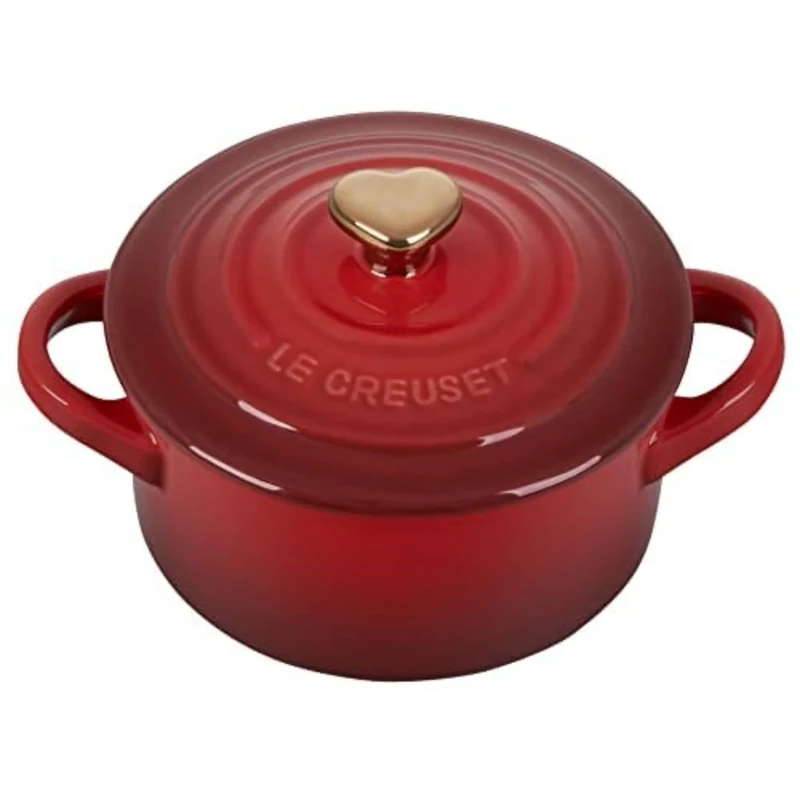 Le Creuset Petite Casserole With Gold Heart Knob Cerise
