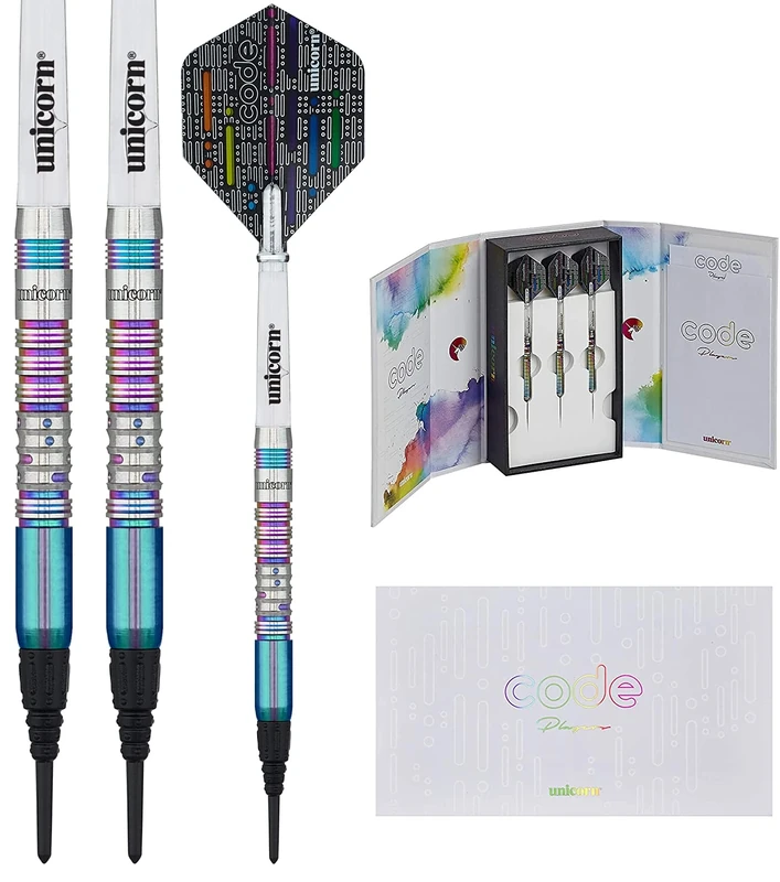 Unicorn Unisex's Dimitri Van den Bergh Code 90% Tungsten Soft Tip Darts, Multi Colour, 22G