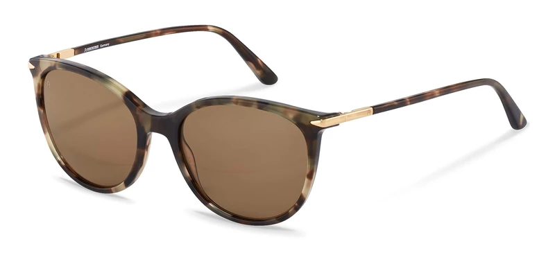 Rodenstock Women's La Classica R3322 Lightweight Sun Contrast Lenses, Round Sunglasses Made of high-Quality Acetate, Havana, Gold, Small