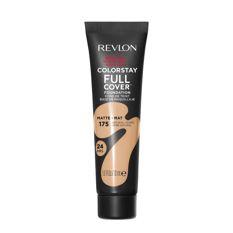 Revlon ColorStay Full Cover Longwear Matte Foundation, Heat & Sweat Resistant Lightweight Face Makeup, Natural Ochre (175), 30ml