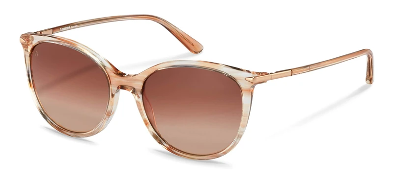 Rodenstock Women's La Classica R3322 Lightweight Sun Contrast Lenses, Round Sunglasses Made of high-Quality Acetate, Rose Structured, Rose Gold, Small