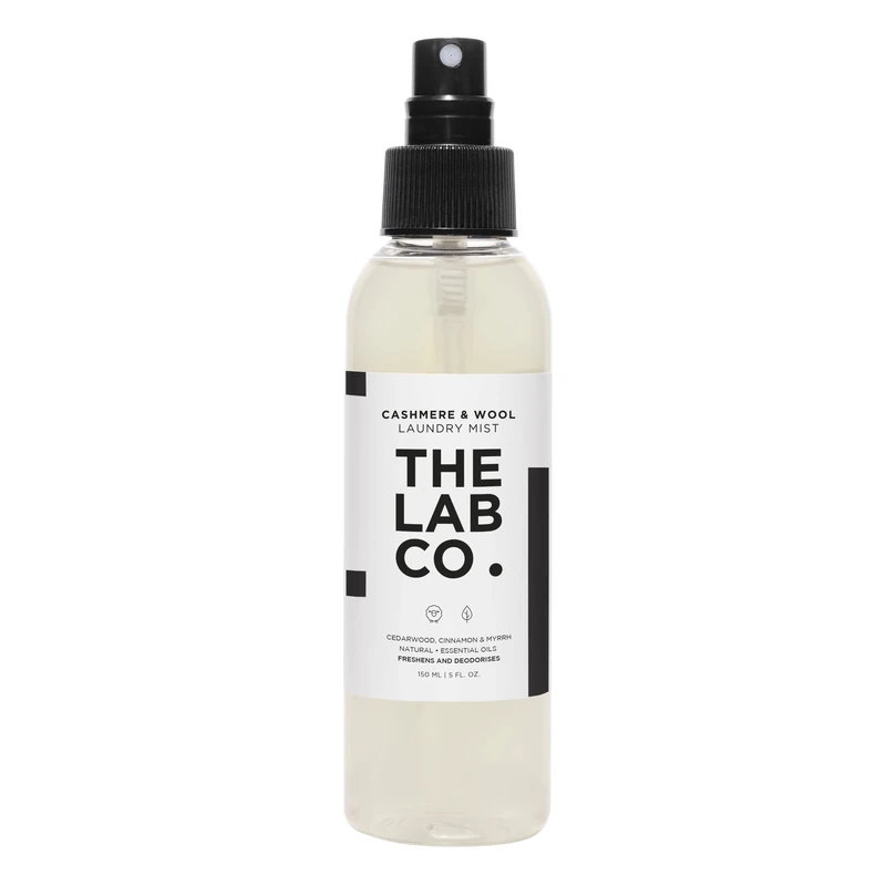 The Lab Co. Cashmere & Wool Mist Spray – Fabric Freshener for Delicate Garments – 150ml – Natural Scent & Gentle Care - Myrrh, Cinnamon and Cedarwood Scent