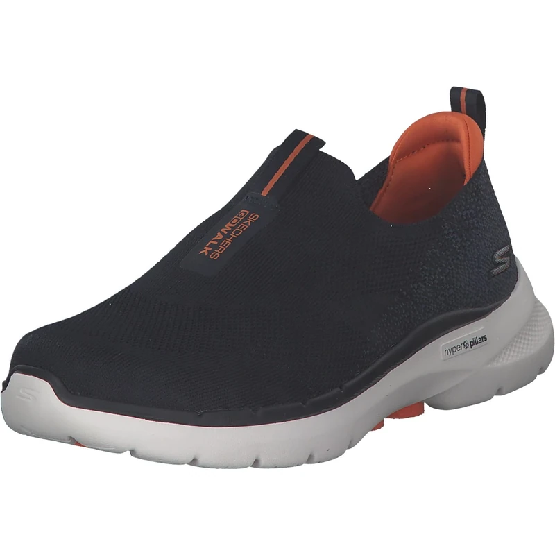 Skechers Men's Go Walk 6 Sneaker, Navy and Orange Textile, 11 UK