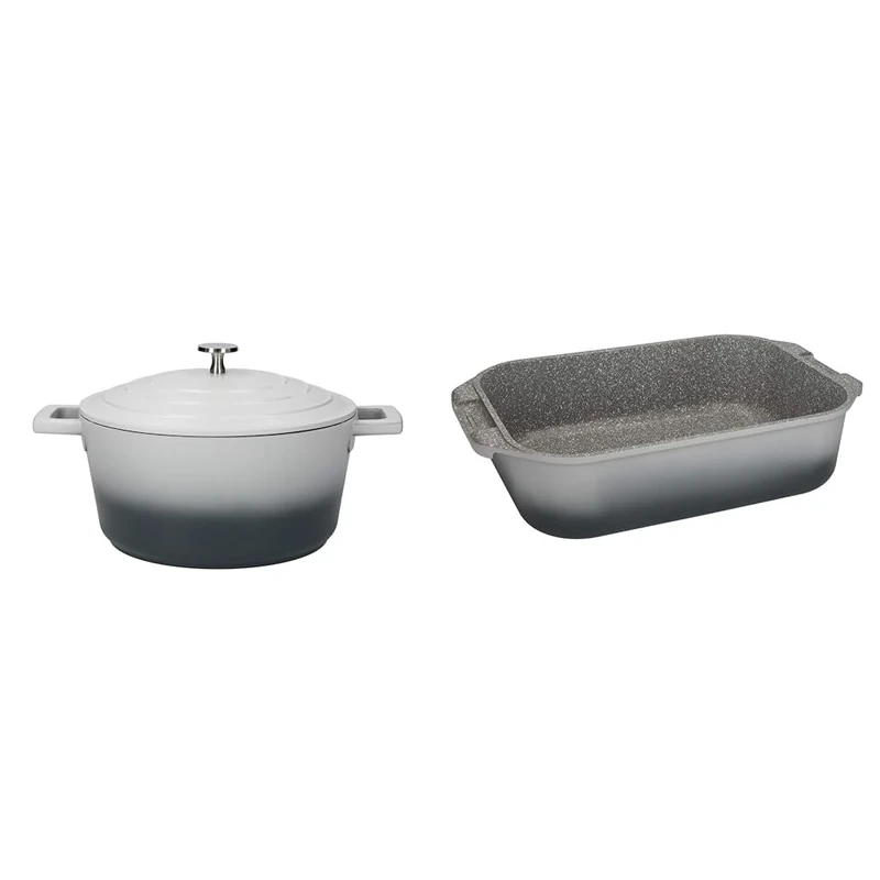 MasterClass Large Roasting Tin with Handles + MasterClass Lightweight Casserole Dish with Lid