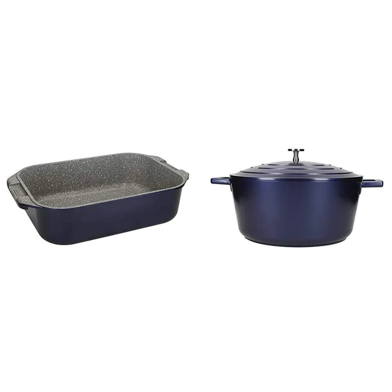 MasterClass Large Roasting Tin with Handles + MasterClass Large Casserole Dish with Lid