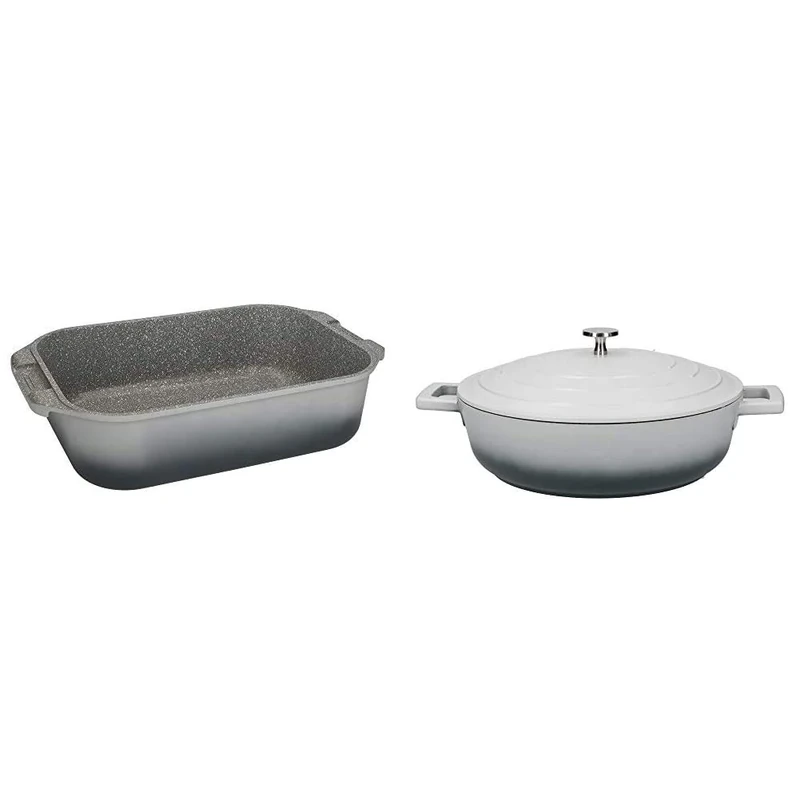 MasterClass Large Roasting Tin with Handles + MasterClass Shallow Casserole Dish with Lid
