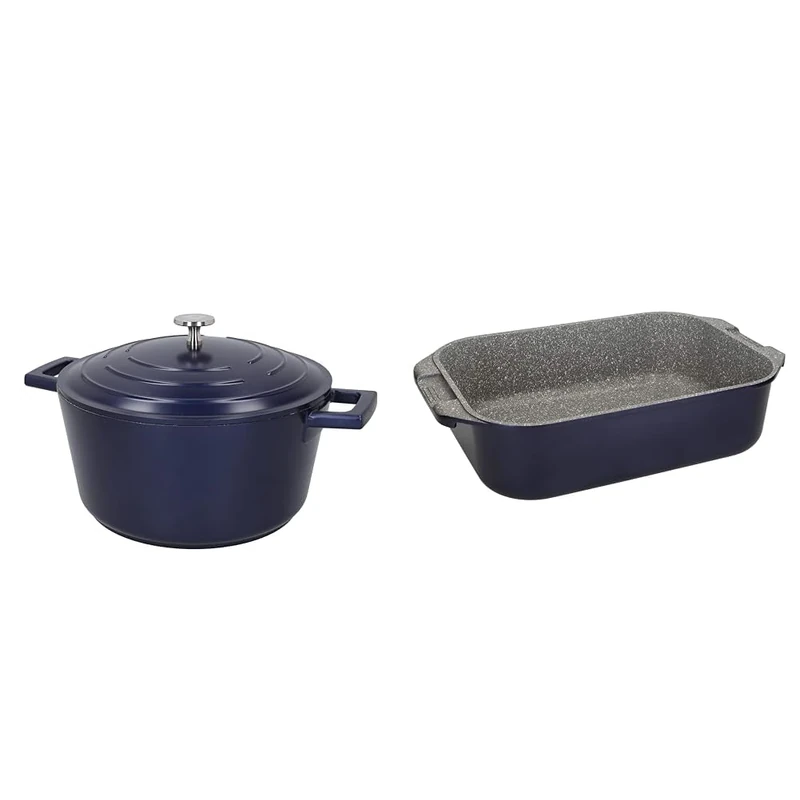MasterClass Large Roasting Tin with Handles + MasterClass Lightweight Casserole Dish with Lid