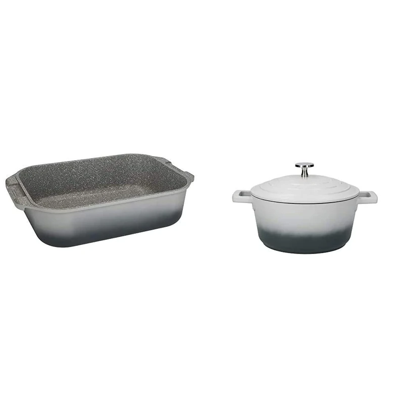 MasterClass Large Roasting Tin with Handles + MasterClass Lightweight Casserole Dish with Lid