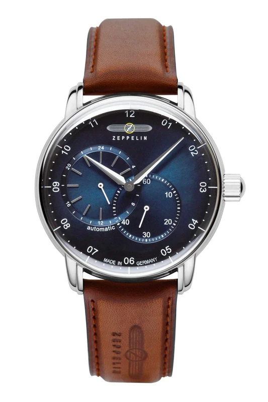 Zeppelin 8662-3 Men's 24HR Watch - Blue Dial, Leather Strap