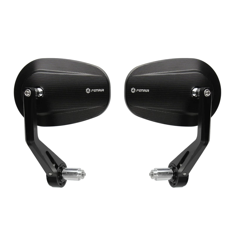 FENRIR Emark E24 Motorbike Motorcycle Bar End Mirrors Black CNC Forged Aluminum Alloy Cafe Racer Handlebar Mirror Anti-glare Vibration-reducing design Curved lenses For Sport Street Cruiser Scooter