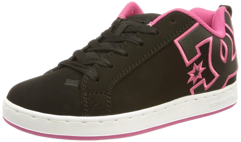 DC Shoes Damen Court Graffik Sneaker, Black/PINK Stencil, 37.5 EU / 4.5 UK